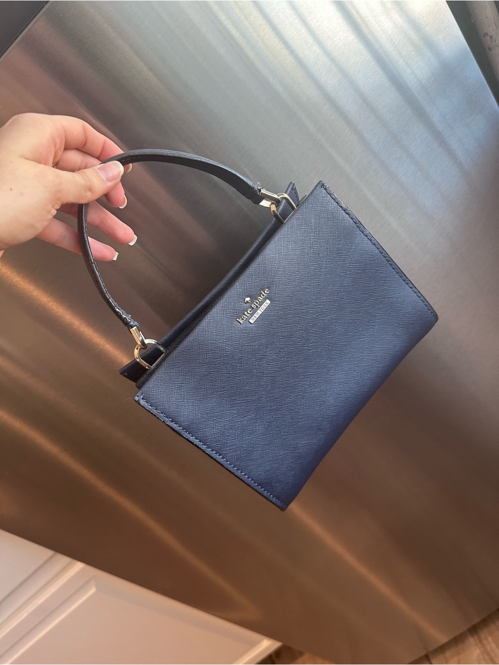 Kate Spade Navy Saffiano Mini Top-Handle Shoulder Bag with Matching Wallet